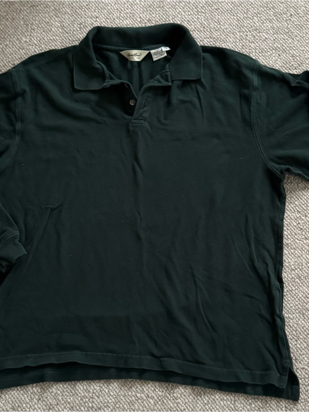 Eddie Bauer Men's Long Sleeve Dark Green Polo Shirt -